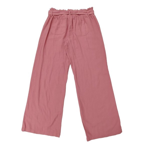 Sincerely Jules Paperbag Linen Blend Pants Womens Large Rose Wide Leg Belt - Picture 6 of 9